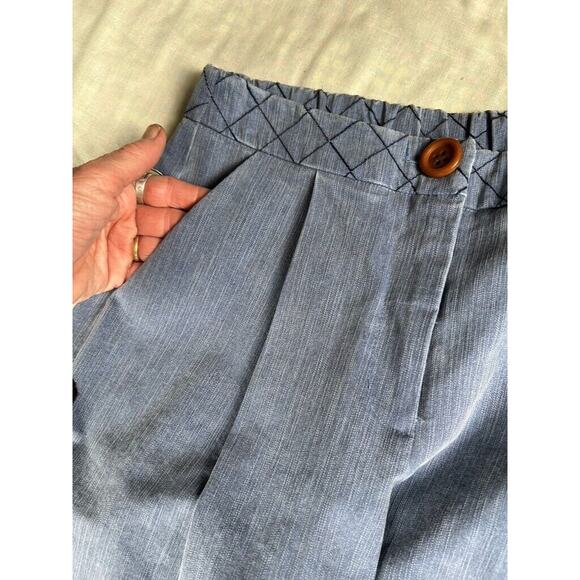 Corey Womens Sz 0 stretch denim pleated front cropped wide leg pants comfort - Picture 6 of 9